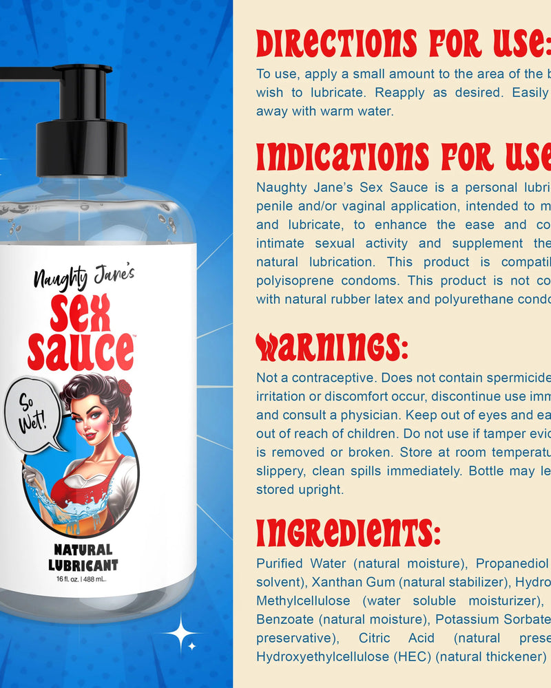 "Naughty Jane's Sex Sauce Natural Lubricant 16oz NJ-AH396-16OZ"