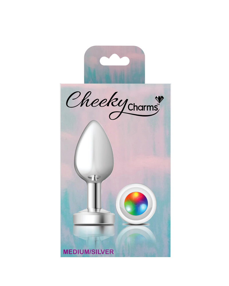 Cheeky Charms-Silver Metal Butt Plug- Light Up-Medium