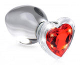 "Red Heart Gem Glass Anal Plug - Large BTYS-AG432-LRG"