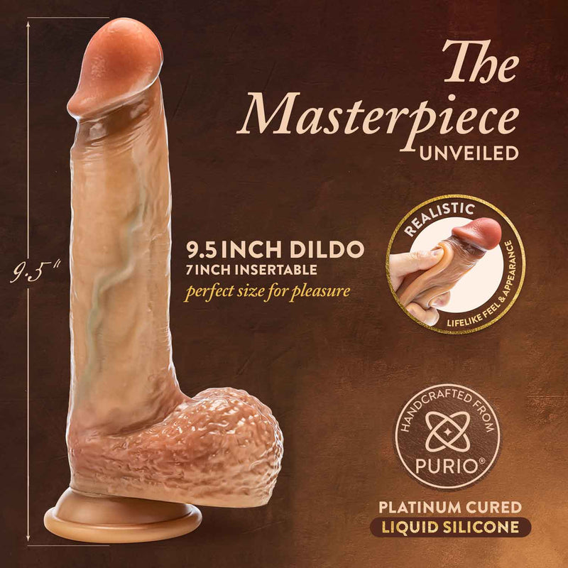 "Renaissance - Raphael - 9.5 Inch Sliding Foreskin Dildo With Squeezable Balls - Tan BL-33403"