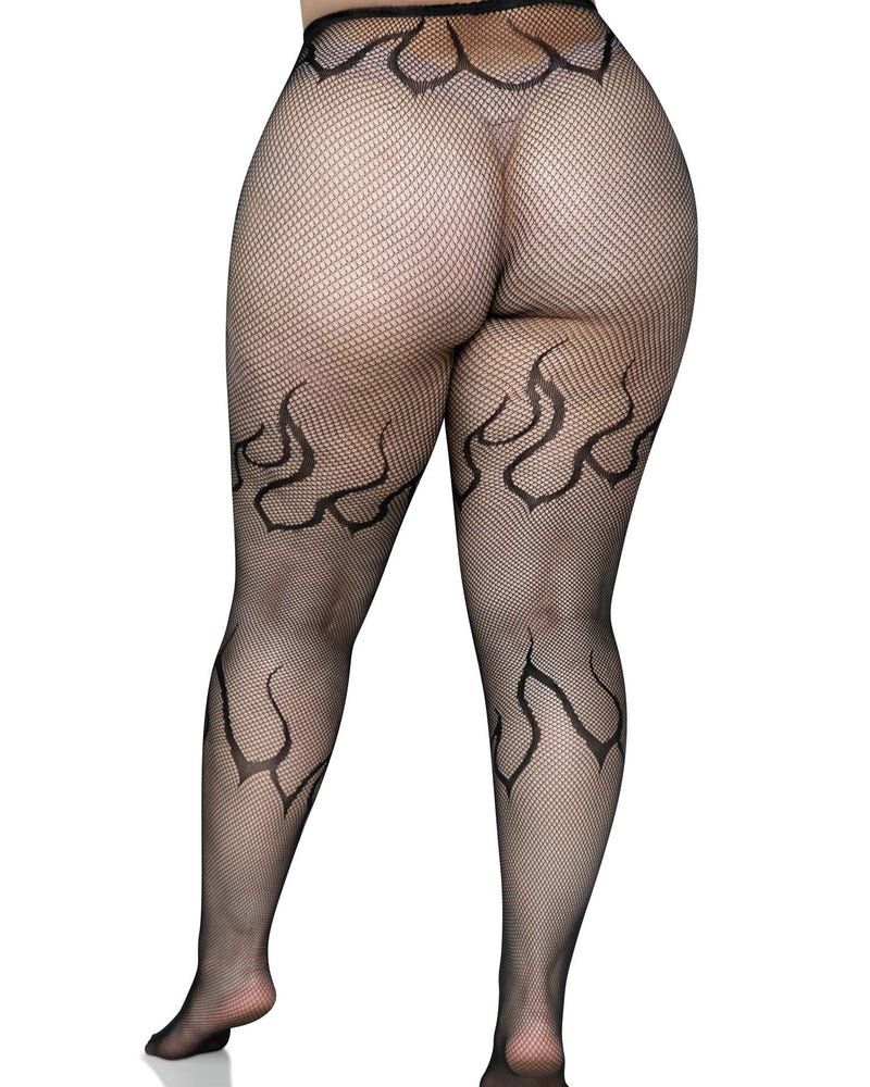 "Flame Net Tights - 1x/2x - Black LA-9288XBLK1X2"