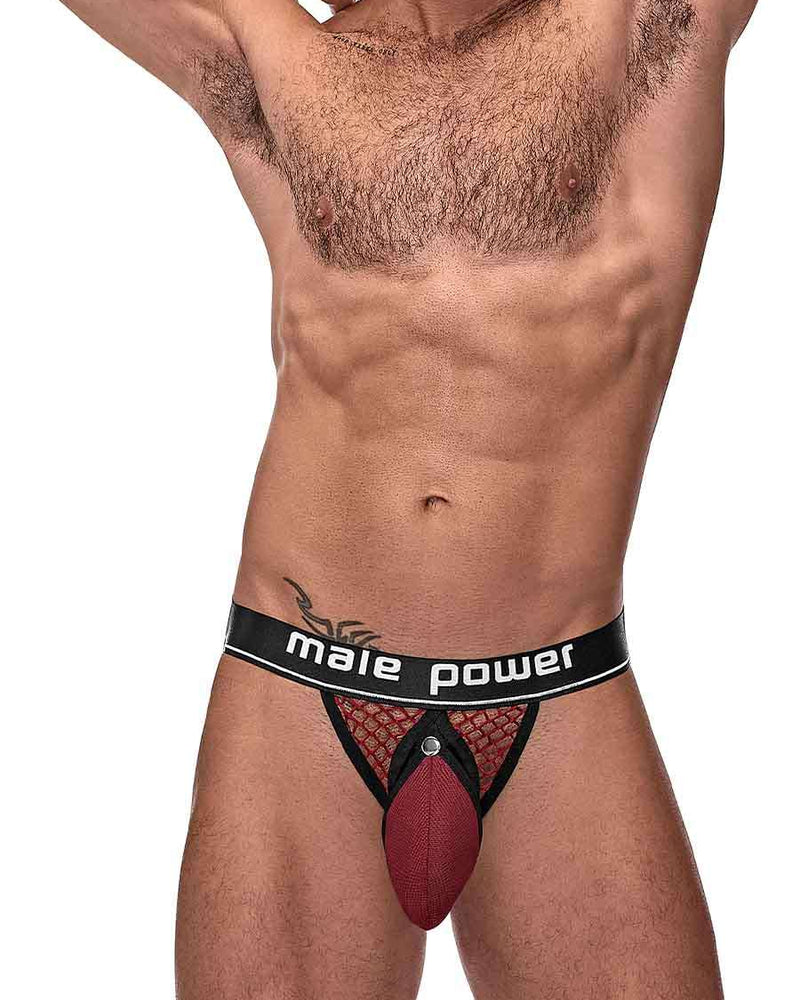 Cock Pit Net Cock Ring Jock - S/ M - Burgundy