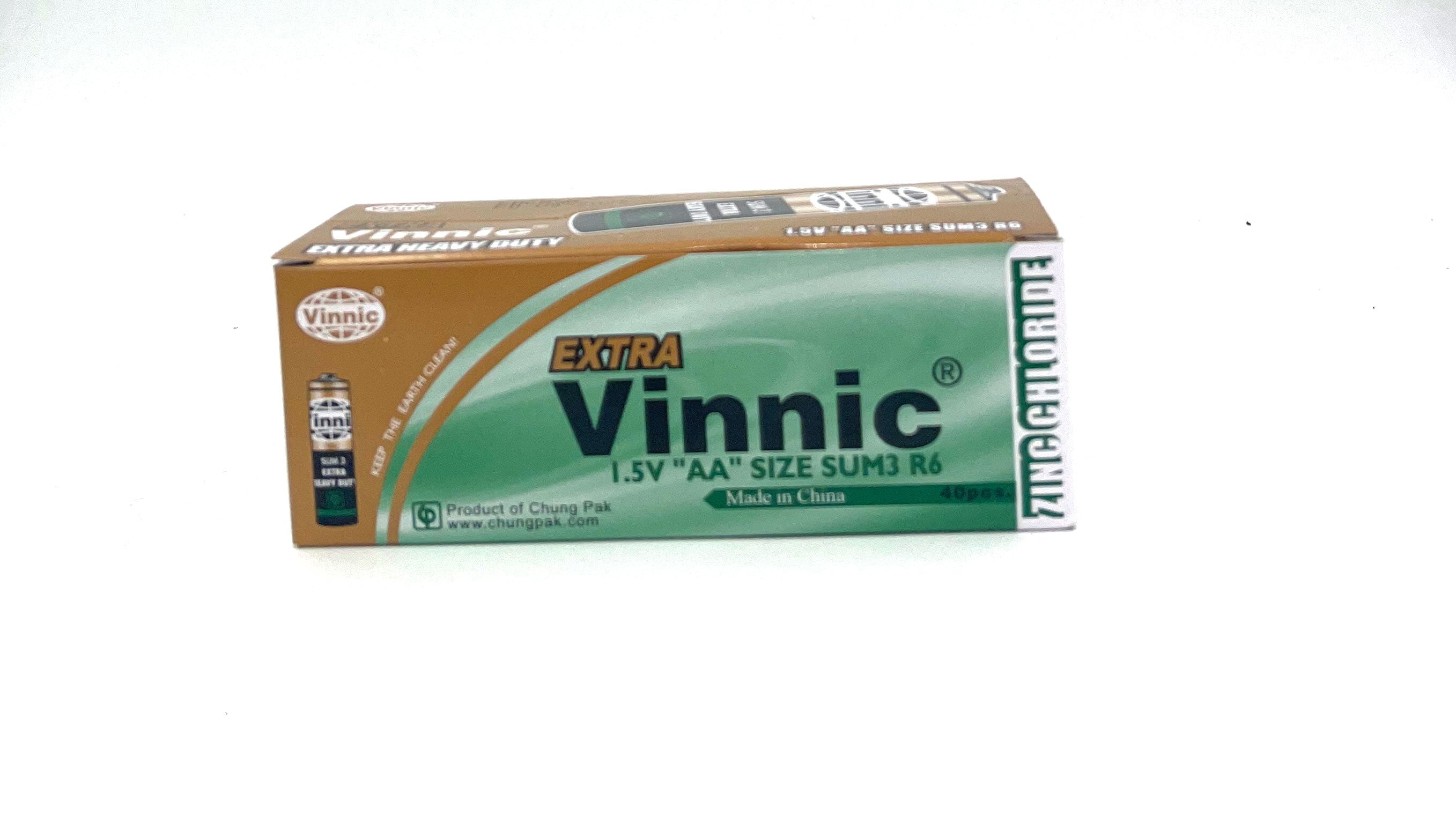 "Vinnic Extra Heavy Duty AA Batteries- 40 Pcs. Box SPER6MSG"