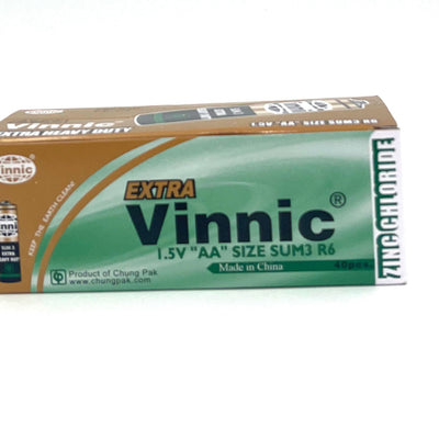 "Vinnic Extra Heavy Duty AA Batteries- 40 Pcs. Box SPER6MSG"