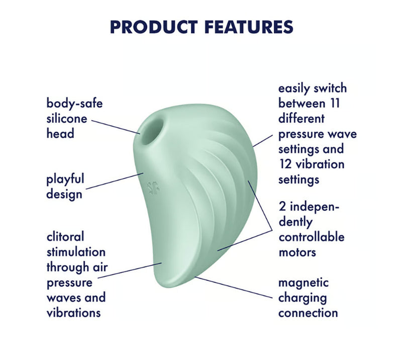 "Satisfyer Pear Diver - Air Pulse Stimulator Plus Vibration - Mint SAT-J2018-U273-1"