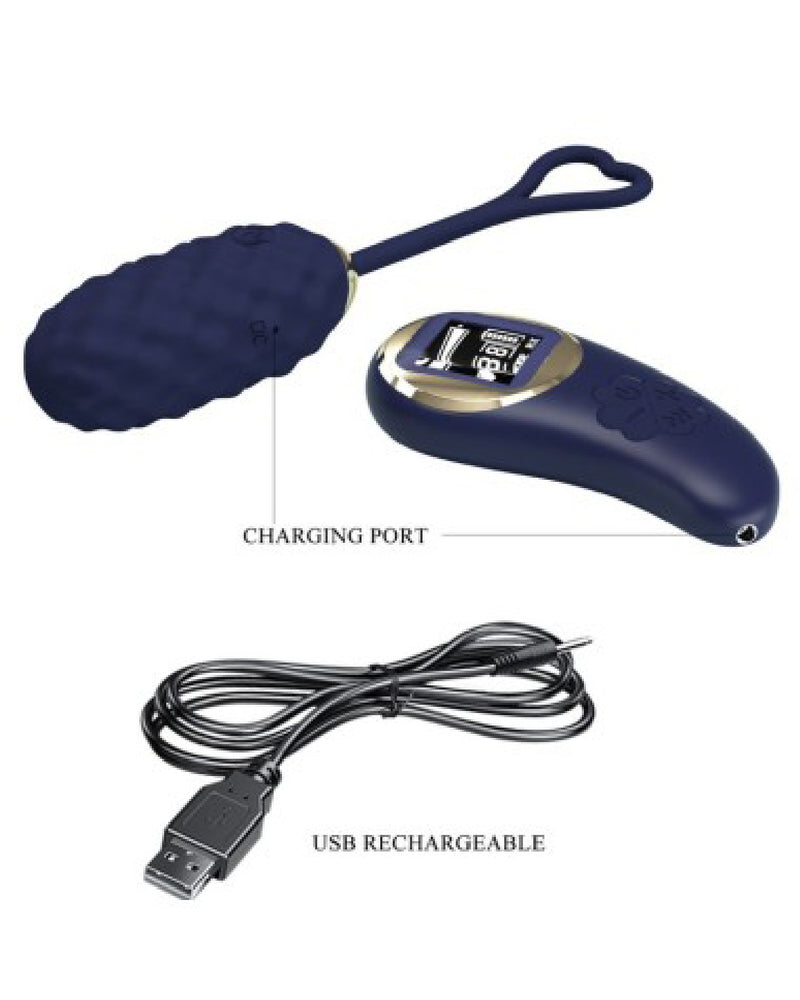 "Vivian Remote Control Vibrating Egg - Blue BI-300027W-LED"