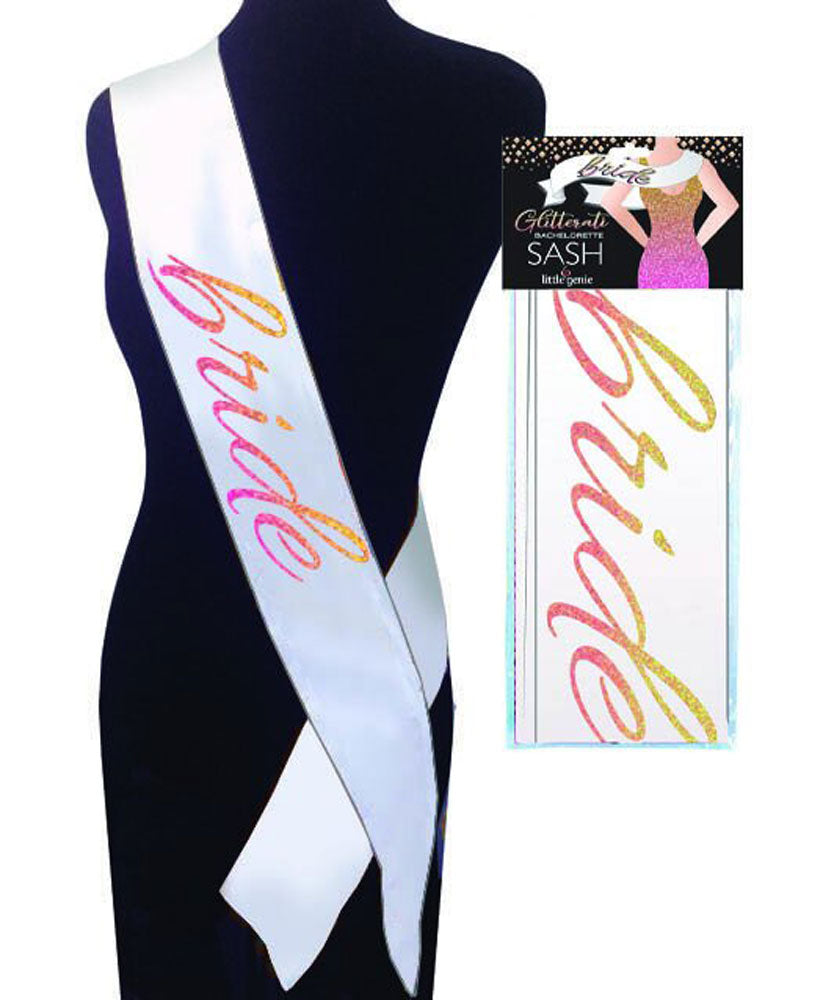 "Glitterati Bride Sash - White LG-NVC106"