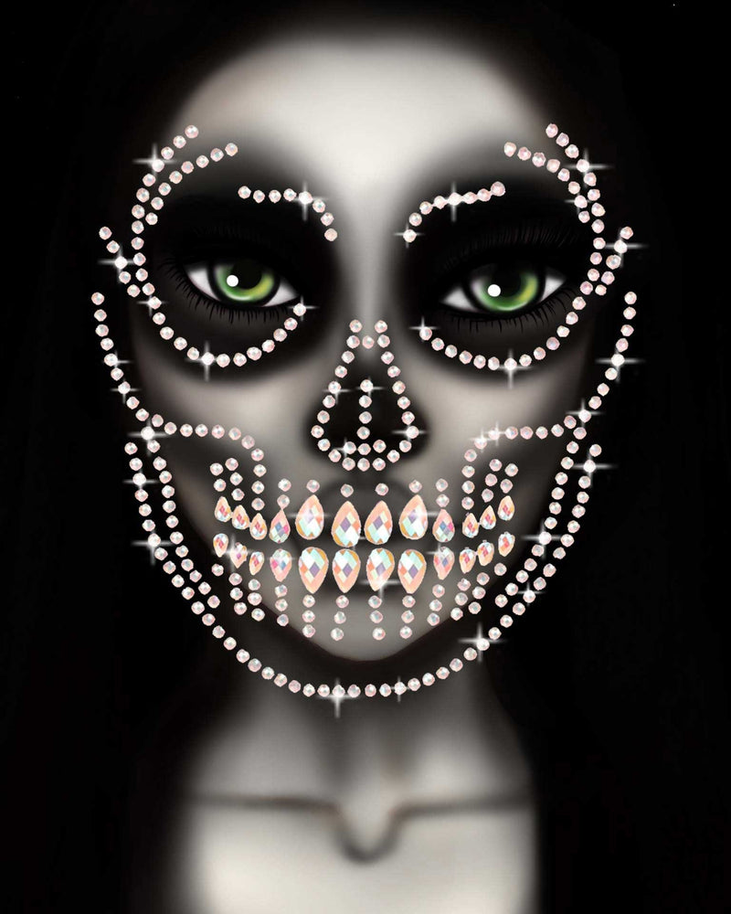 Glow in the Dark Skull Face Jewels Sticker