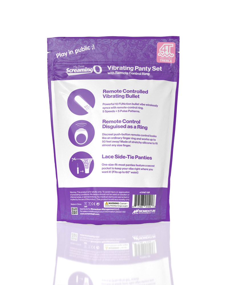 "Screaming O 4t - Vibrating Panty Set With Remote Control Ring - Grape SO-4TPNT-GP"