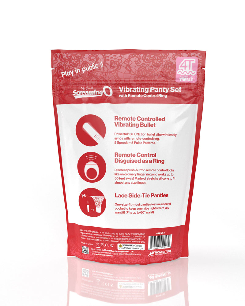 "Screaming O 4t - Vibrating Panty Set With Remote Control Ring - Red SO-4TPNT-R"