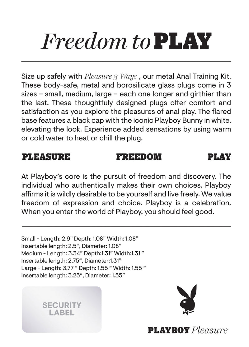 "Playboy Pleasure - Pleasure 3 Ways - Butt Plug - Hematite PB-BP-2253-2"