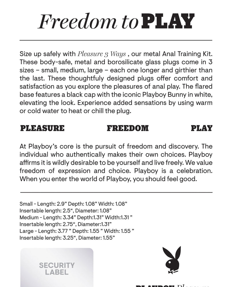 "Playboy Pleasure - Pleasure 3 Ways - Butt Plug - Hematite PB-BP-2253-2"