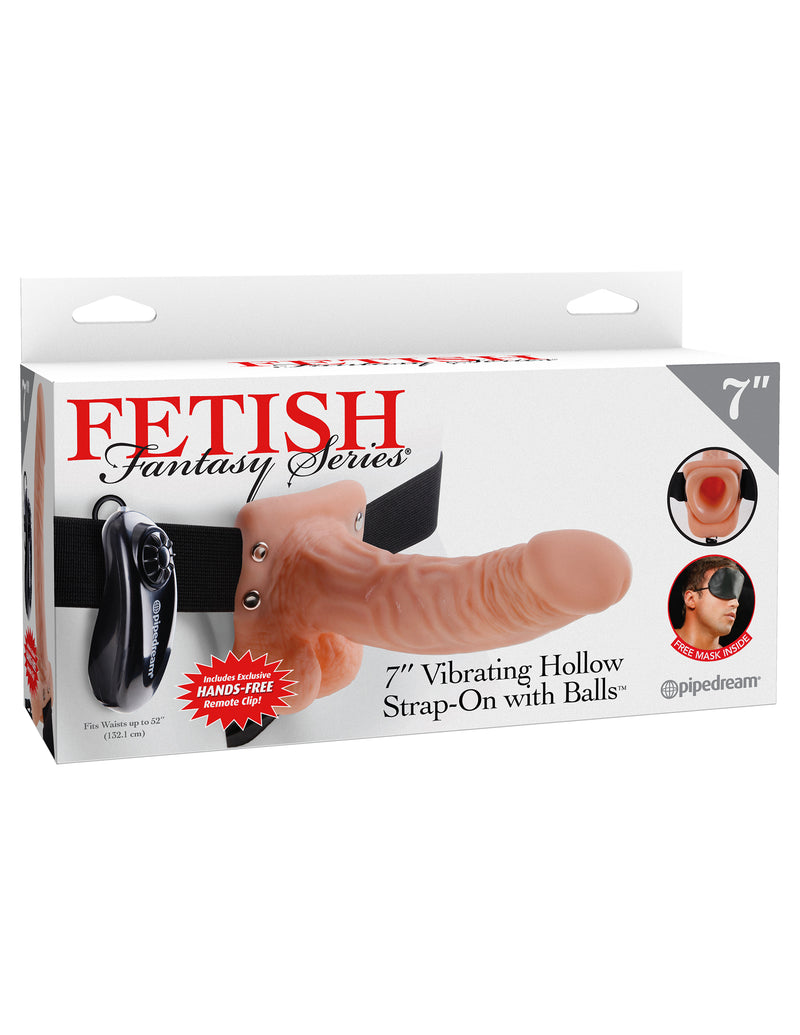 Fetish Fantasy Series Vibrador Hueco con Correas de 7 Pulgadas con Bolas - Color Carne