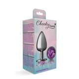 Cheeky Charms-Gunmetal Metal Butt Plug- Round-Deep Purple-Large