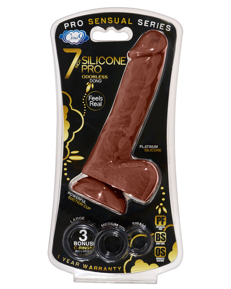 7 Inch Silicone Pro Odorless Dong - Brown