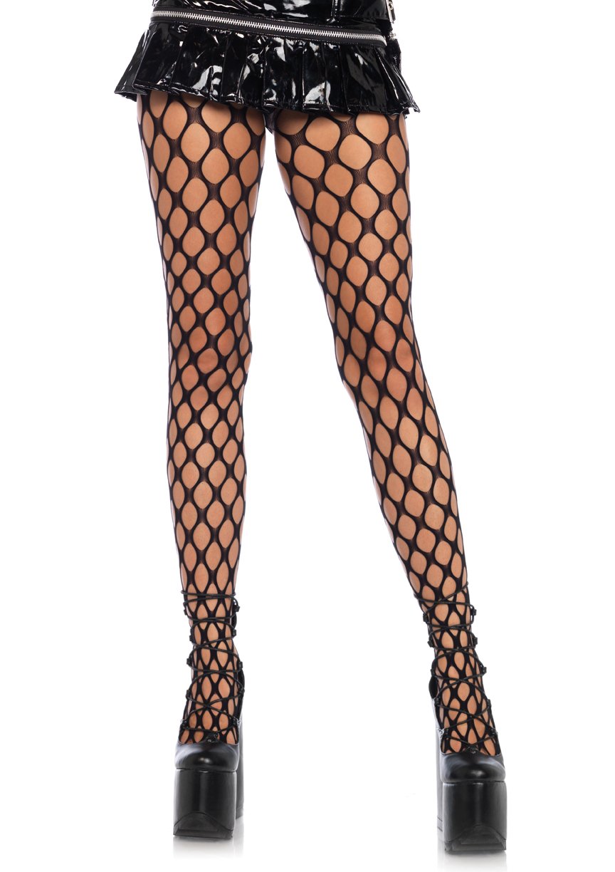 "Jumbo Pothole Net Tights - Black - One Size LA-9331"