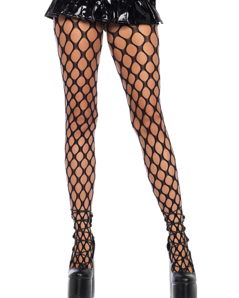 "Jumbo Pothole Net Tights - Black - One Size LA-9331"