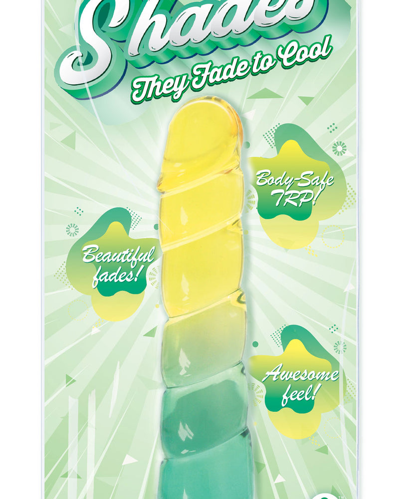 "Shades, 7.5 Swirl Jelly Tpr Gradient Dong - Yellow and Mint IC1313"
