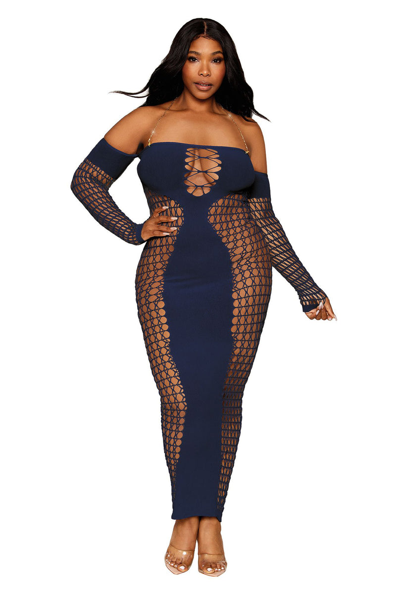 "Bodystocking Gown - Queen Size - Denim DG-0486XDENQ"