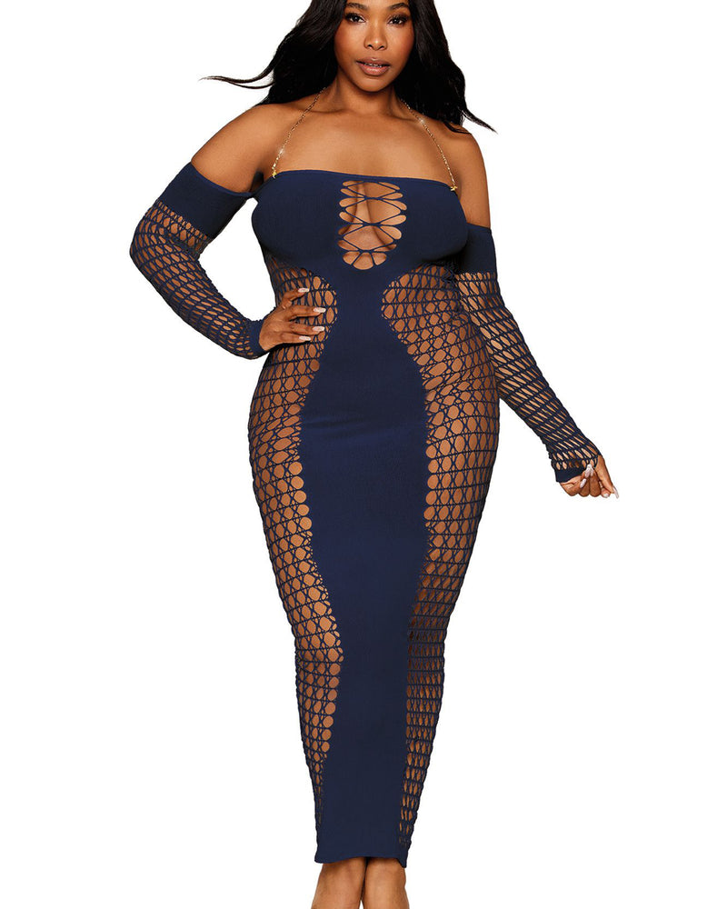 "Bodystocking Gown - Queen Size - Denim DG-0486XDENQ"