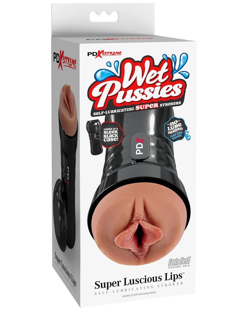 "Wet Pussies - Super Luscious Lips Self Lubricating Stroker - Brown PDRD44029"
