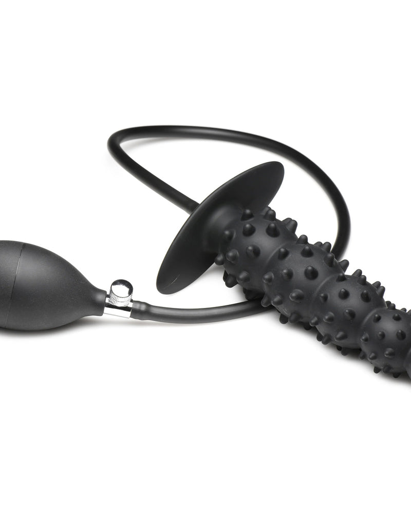 Ass Puffer Nubbed Inflatable Silicone Anal Plug - Black