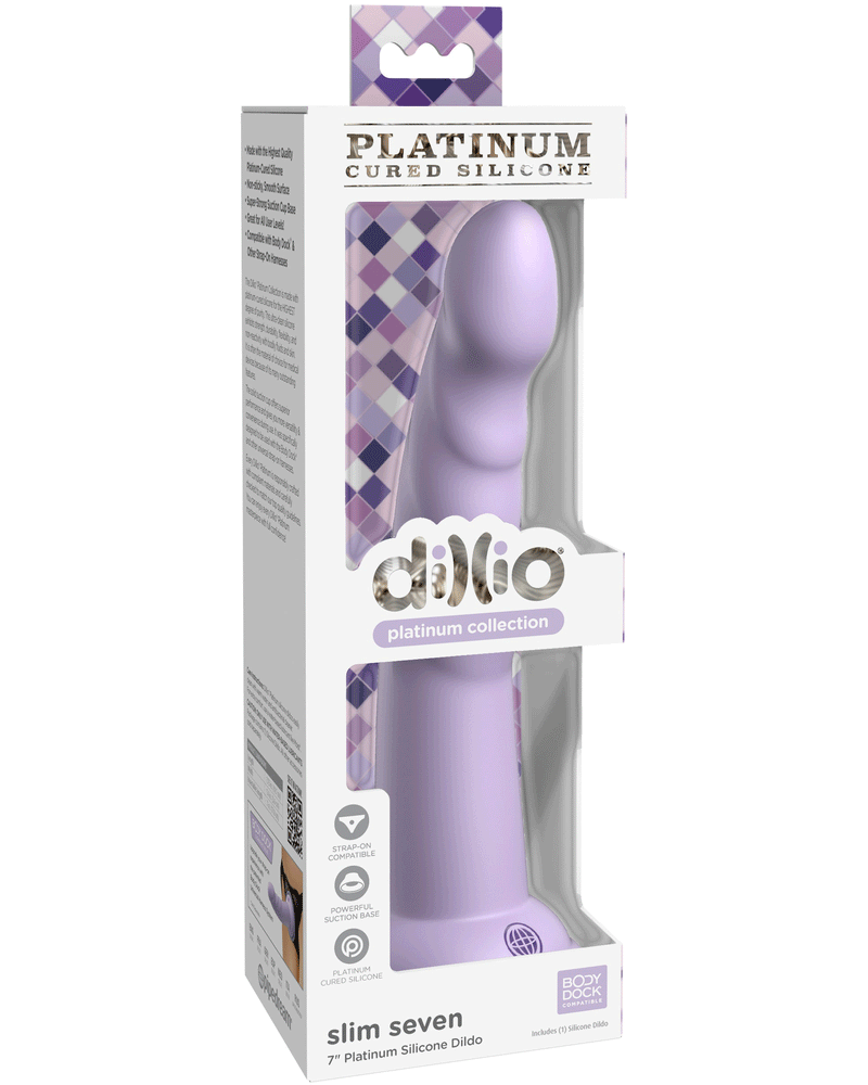 "Dillio Platinum - Slim Seven 7 Inch Dildo - Purple PD5387-12"