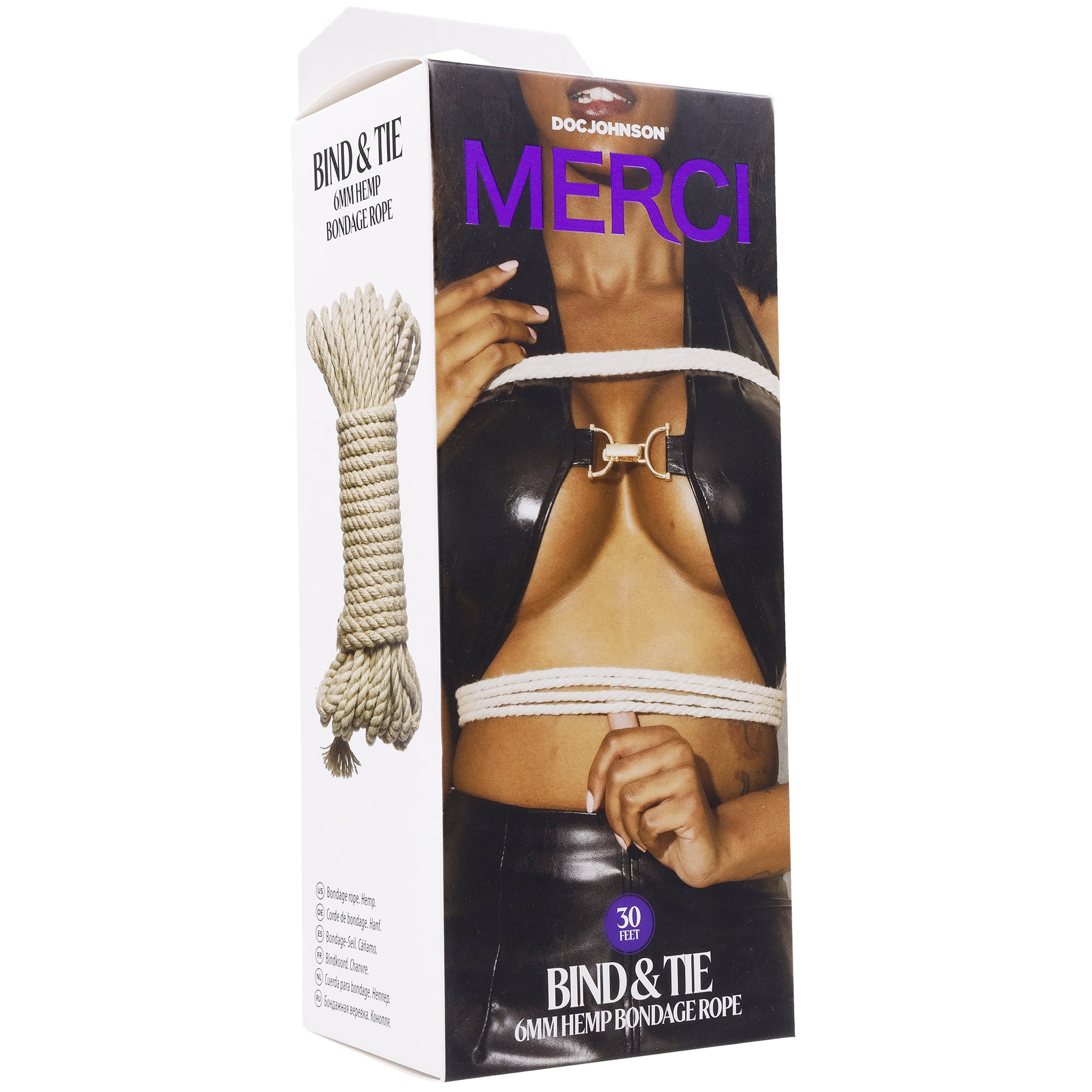 "Merci - Bind and Tie - 6mm Hemp Bondage Rope - 30 Feet - Natural DJ2404-22-BX"