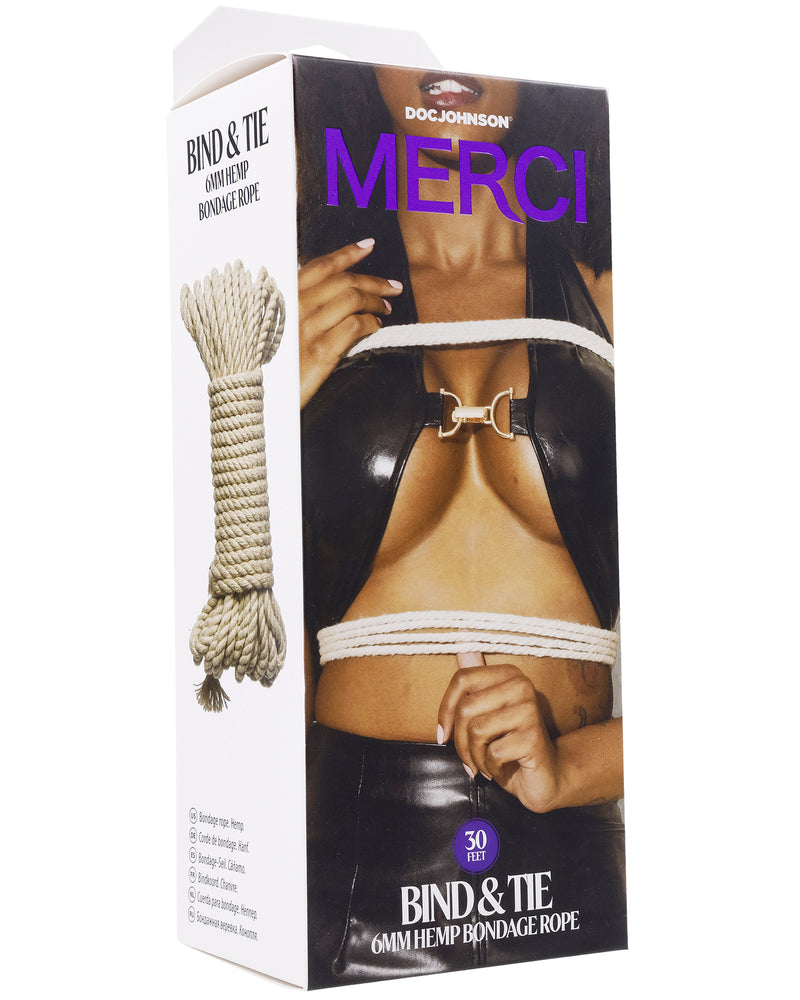 "Merci - Bind and Tie - 6mm Hemp Bondage Rope - 30 Feet - Natural DJ2404-22-BX"