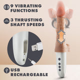 Dr. Skin Silicone - Dr. Hammer - 7 Inch Thrusting Dildo With Handle - Beige