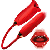 Magic Kiss Kissing Clitoral Stimulator With Thrusting Vibrator - Red