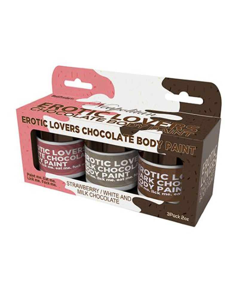 "Erotic Lovers Chocolate Body Paint - Neapolitan - White Chocolate, Milk Chocolate and Strawberry - (3 Pack) HTP3474"