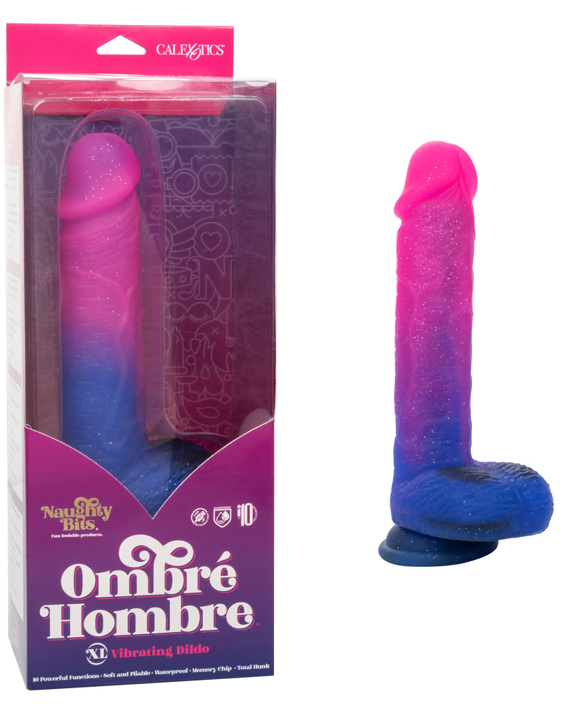 "Naughty Bits Ombre Hombre XL Vibrating Dildo - - Pink/purple SE4410703"