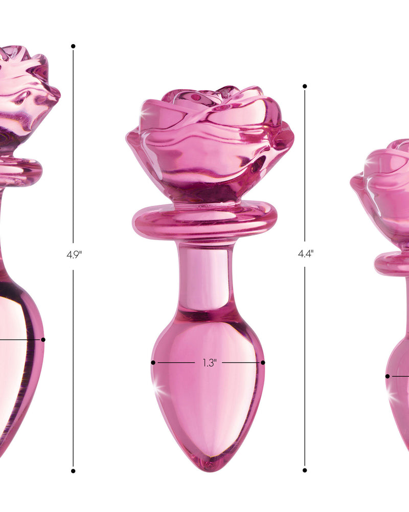 "Pink Rose Glass Anal Plug - Small BTYS-AG650-SML"