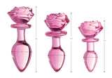 "Pink Rose Glass Anal Plug - Small BTYS-AG650-SML"