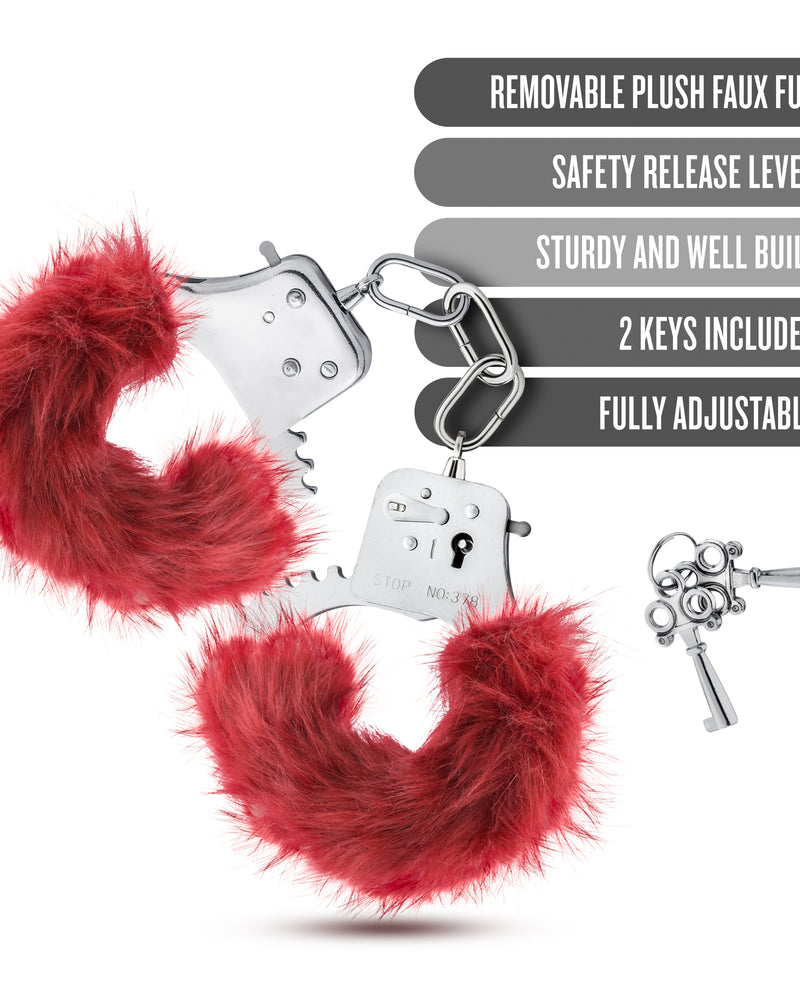 Temptasia - Plush Fur Cuffs - Burgundy