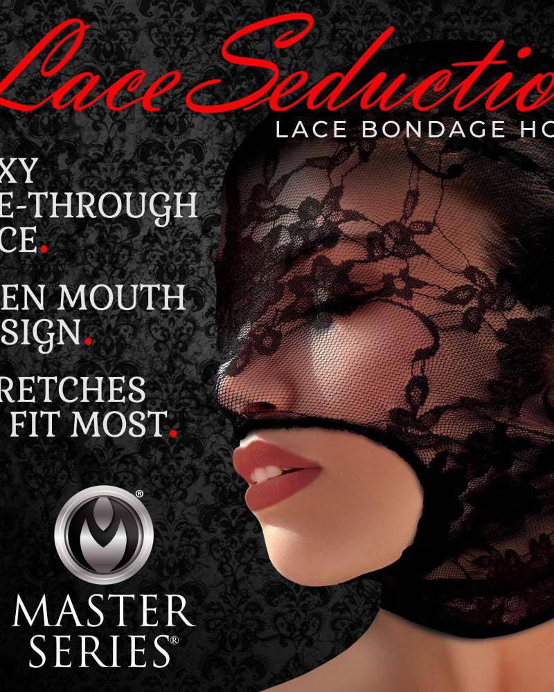 "Lace Seduction Lace Bondage Hood - Black MS-AH033"
