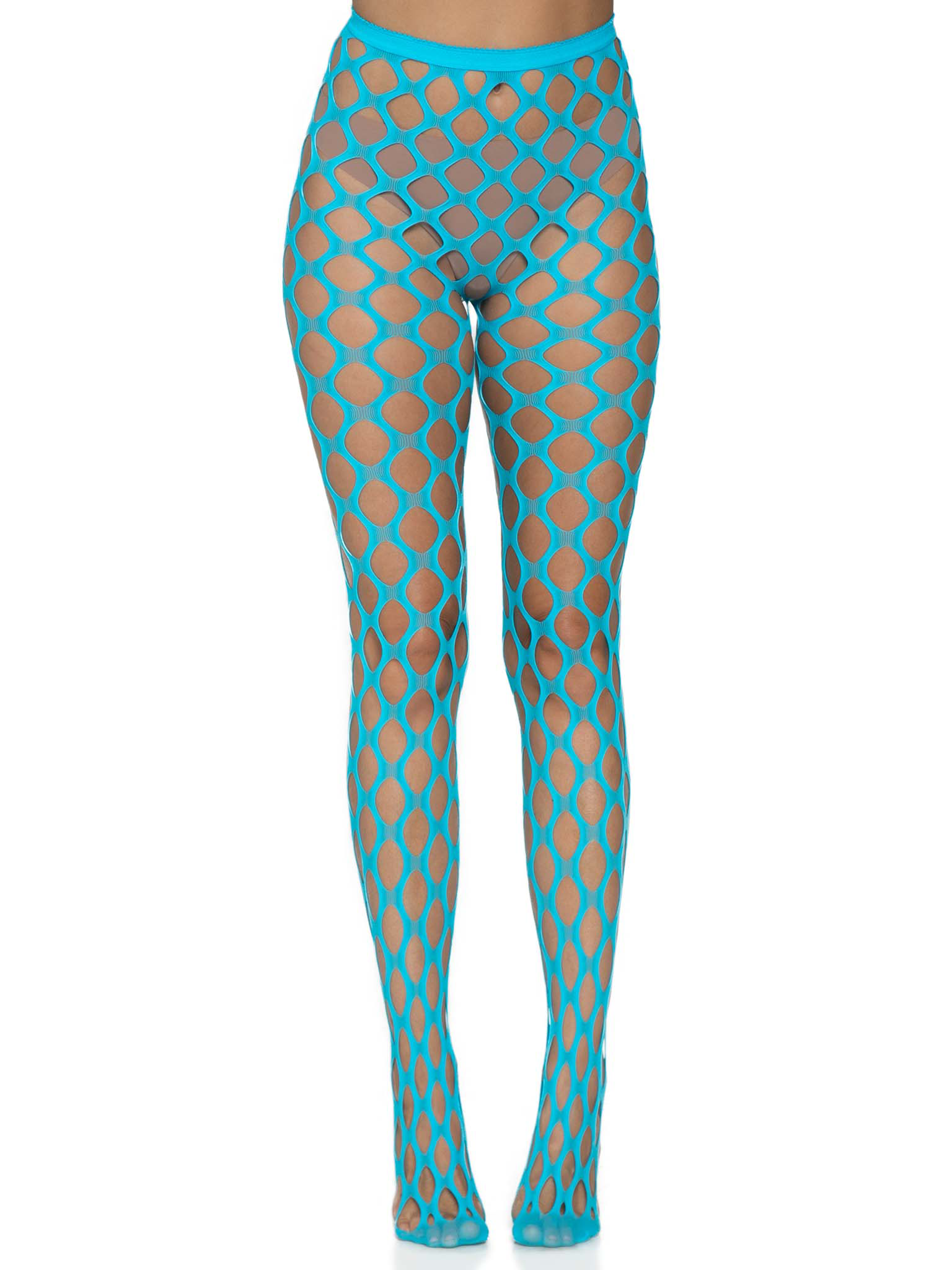 "Jumbo Pothole Net Tights - Neon Blue - One Size LA-9331NBLU"