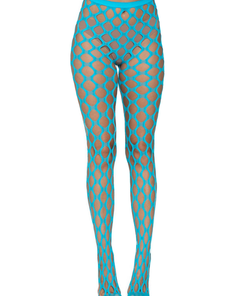 "Jumbo Pothole Net Tights - Neon Blue - One Size LA-9331NBLU"