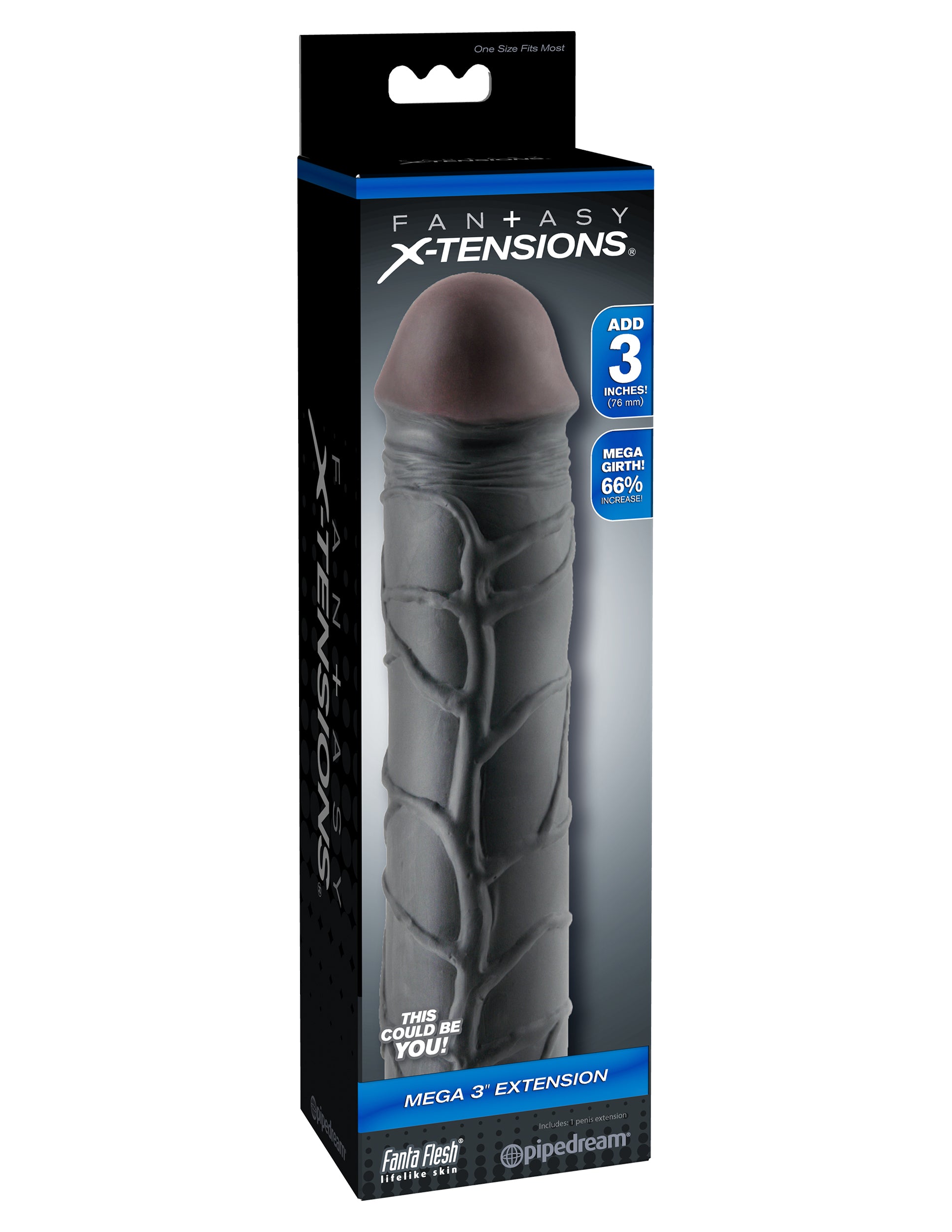 "Fantasy X-Tension Mega 3-Inch Extension - Black PD4115-23"