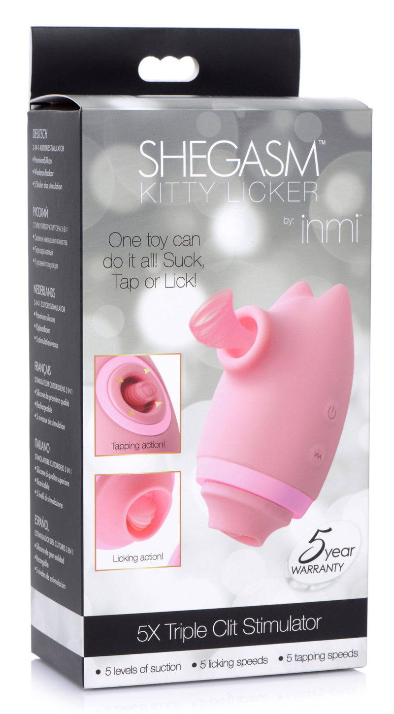 "Shegasm Kitty Licker 5x Triple Clit Stimulator - Pink INM-AG628"