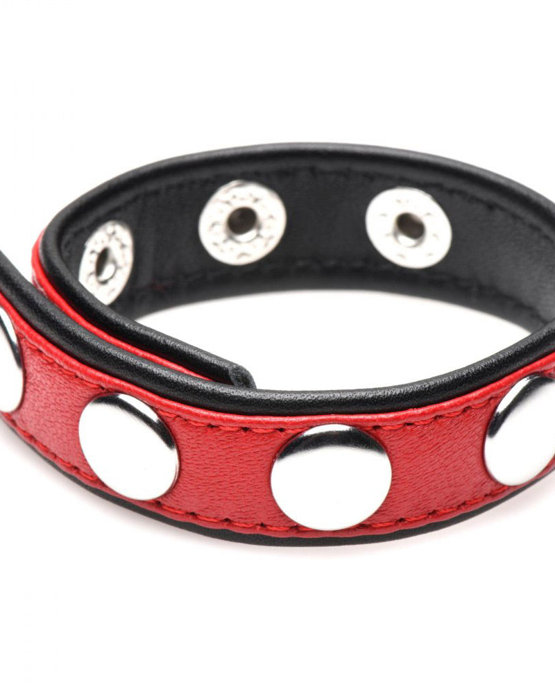 Cock Gear Leather Speed Snap Cock Ring - Red