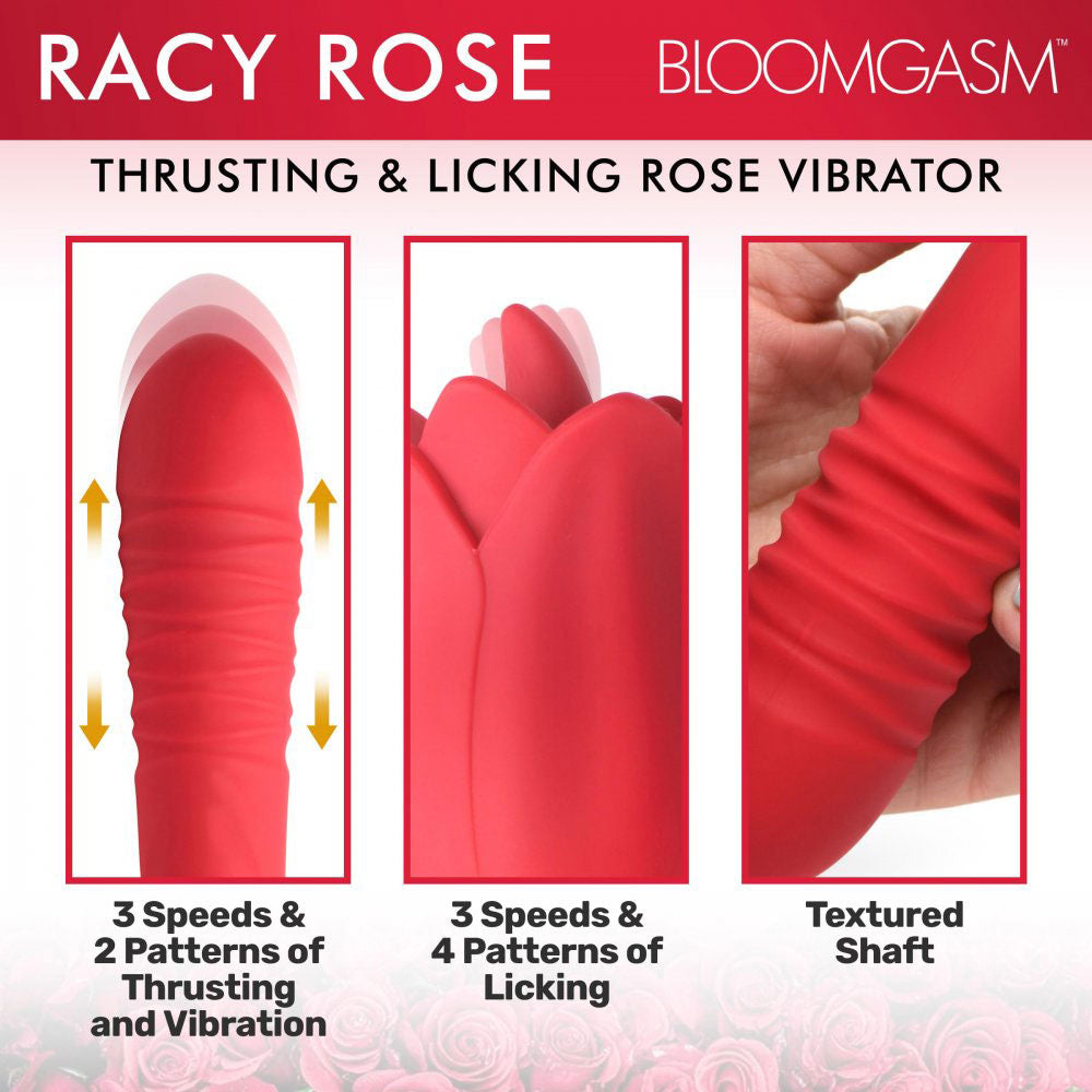 Bloomgasm Racy Rose Thrust and Lick Vibrator - Red