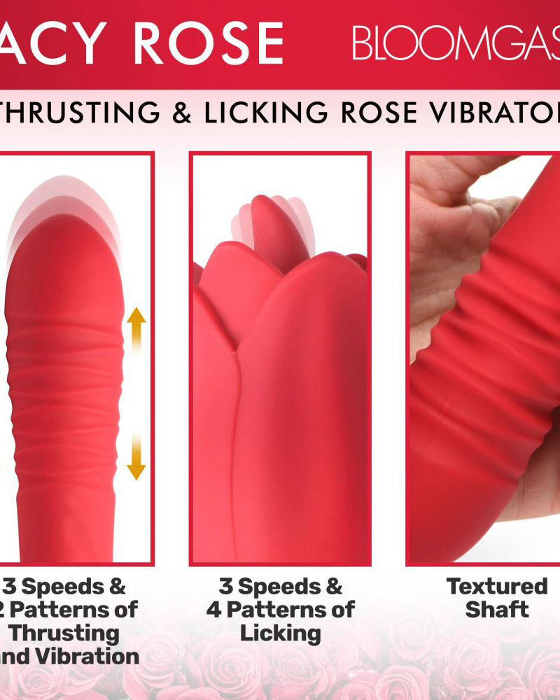 Bloomgasm Racy Rose Thrust and Lick Vibrator - Red