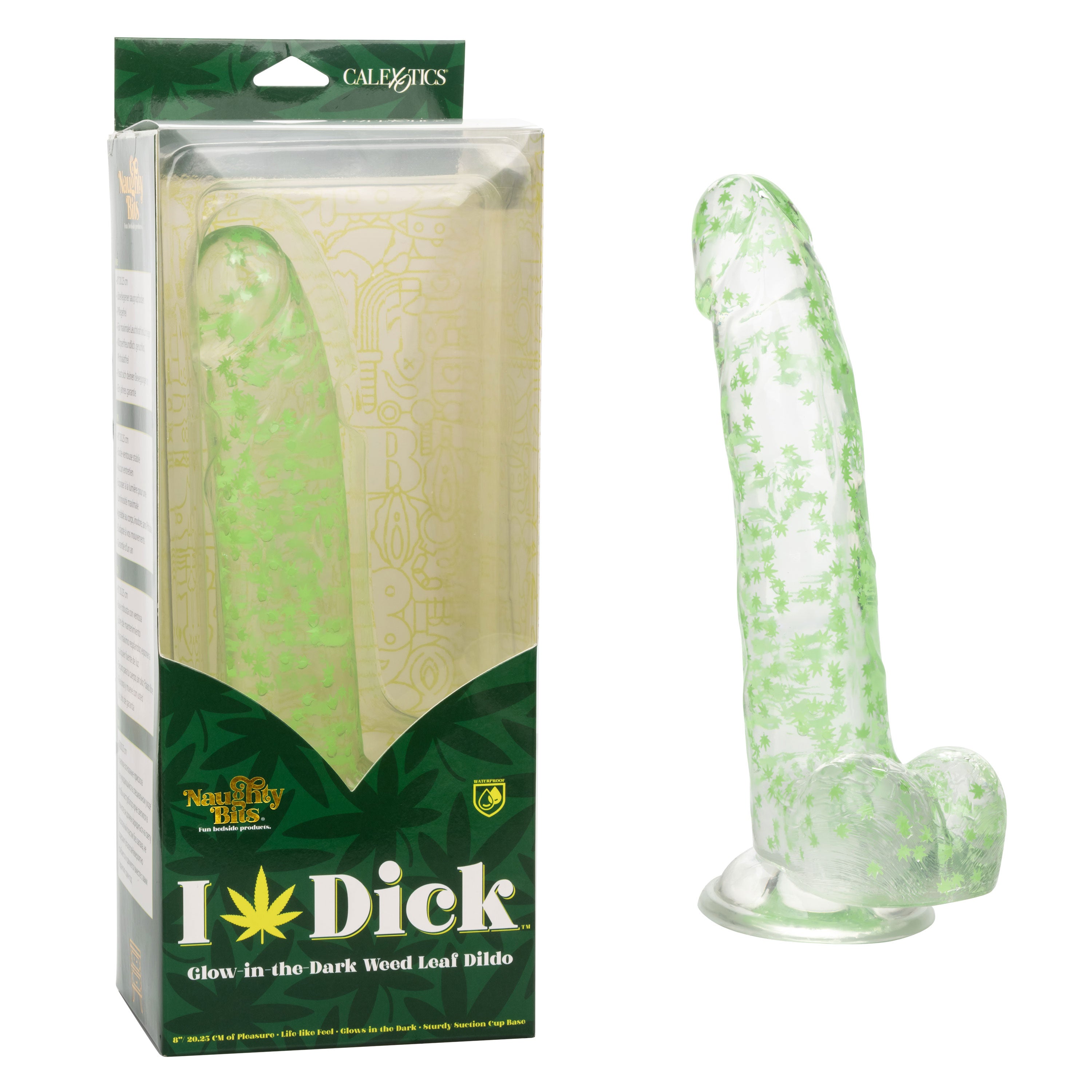 "Naughty Bits I Leaf Dick Glow-in-the-Dark Weed Leaf Dildo - Glow in the Dark SE4410643"