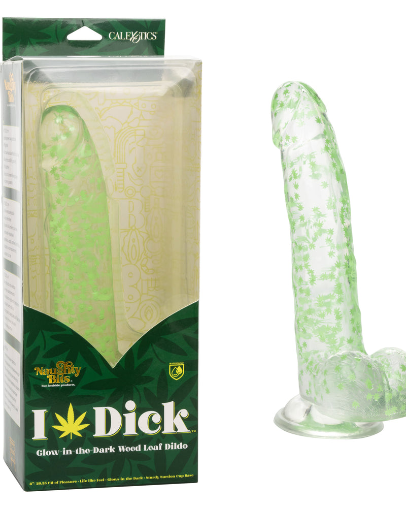 "Naughty Bits I Leaf Dick Glow-in-the-Dark Weed Leaf Dildo - Glow in the Dark SE4410643"