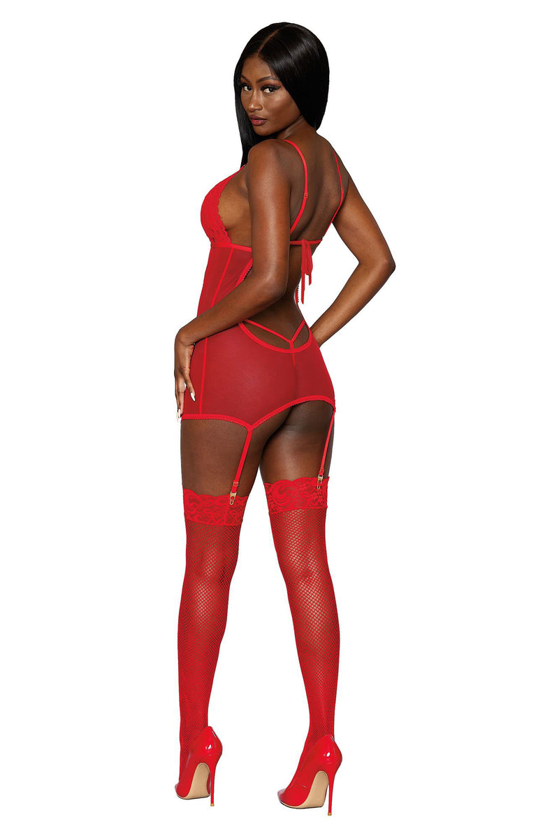 "Garter Slip and G-String - One Size - Lipstick Red DG-12702LRDOS"