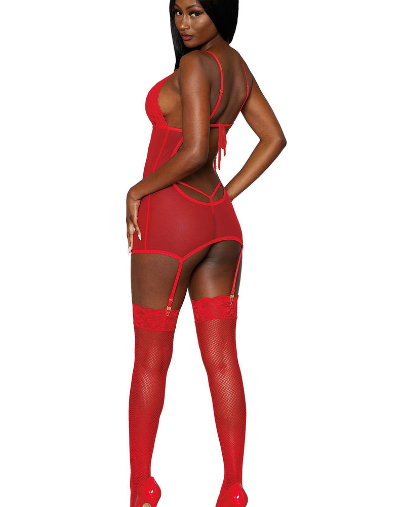 "Garter Slip and G-String - One Size - Lipstick Red DG-12702LRDOS"