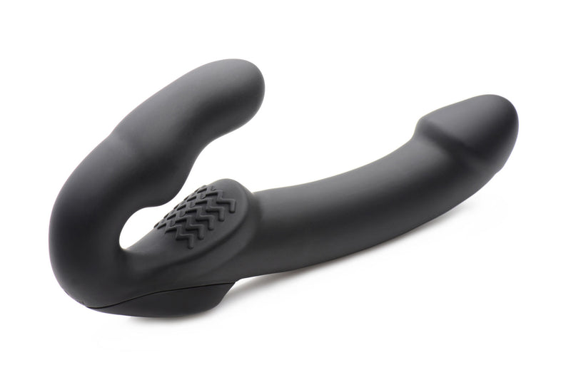 "Evoke Rechargeable Vibrating Silicone Strapless Strap on - Black SU-AF624-BLK"