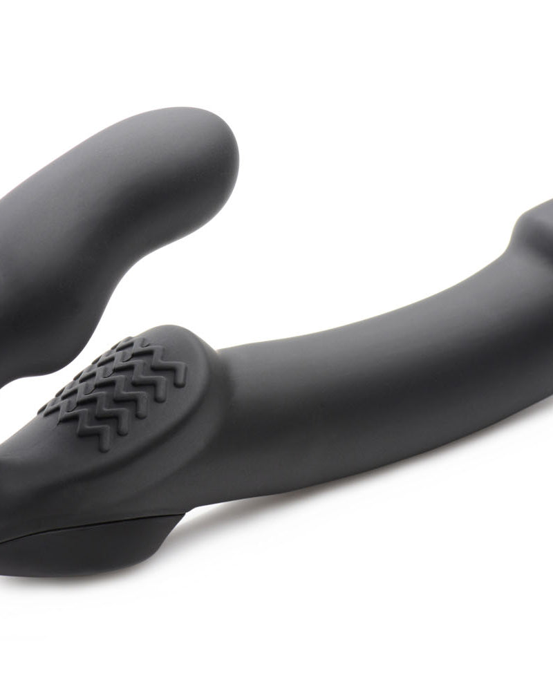 "Evoke Rechargeable Vibrating Silicone Strapless Strap on - Black SU-AF624-BLK"